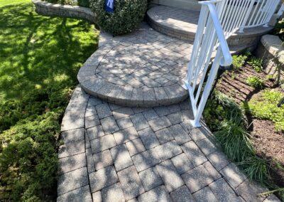 power washing a front stone step